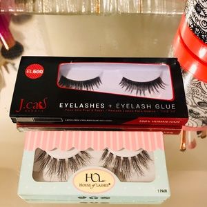 2 Pair House of Lashes & J.Cat Beauty 100% human hair lashes